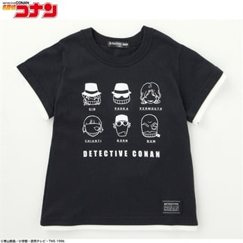名探偵コナン 黒ずくめの組織プリントTシャツ キッズ 110cm-130cm(ブラック-110cm)