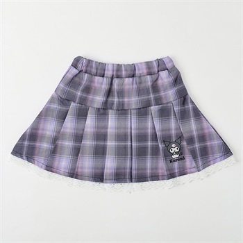 クロミ チェックスカート 女の子 キッズ 110cm-130cm(ブラック-110cm)