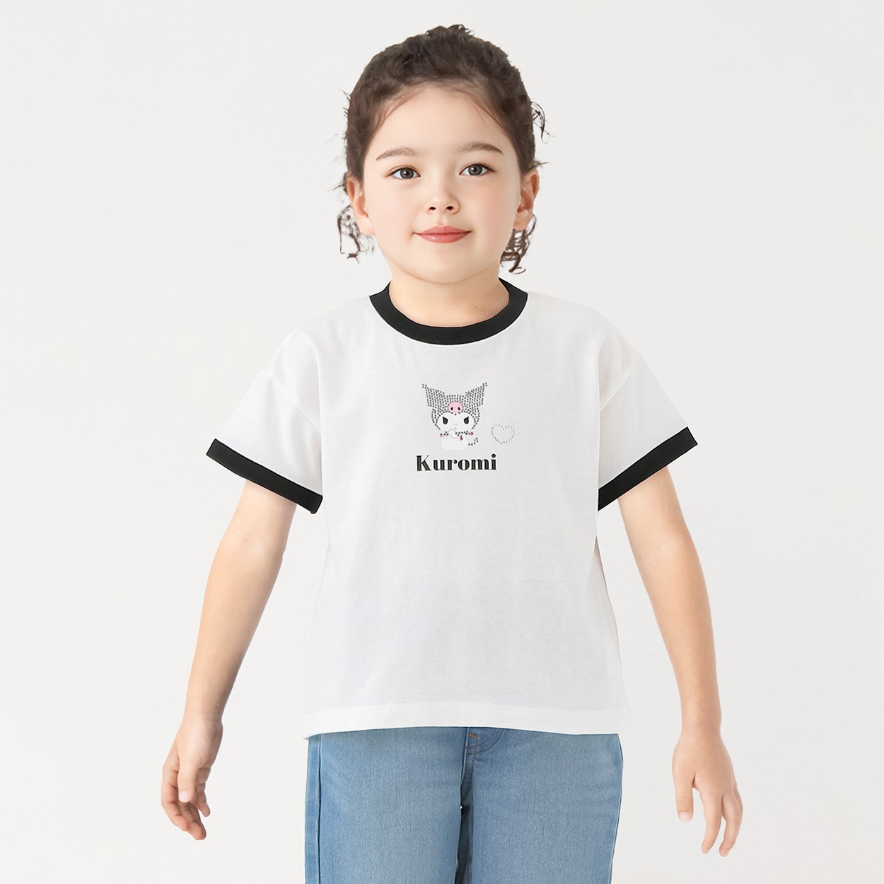 クロミ ラインストーンTシャツ 女の子 キッズ 110cm-130cm(ホワイト-120cm)