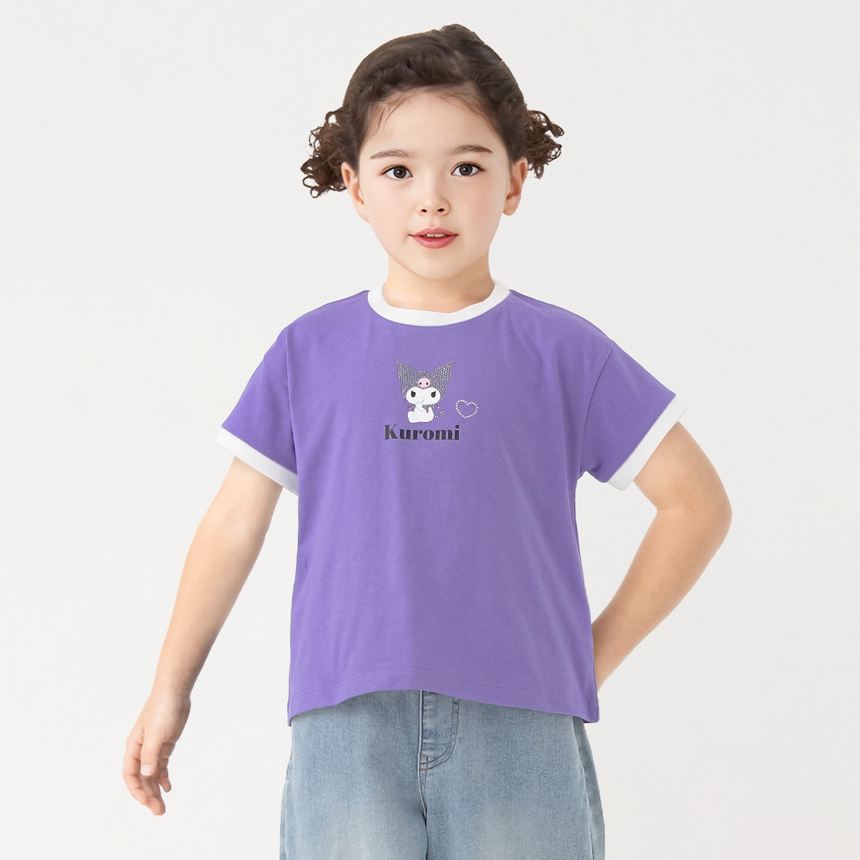 クロミ ラインストーンTシャツ 女の子 キッズ 110cm-130cm(パープル-110cm)