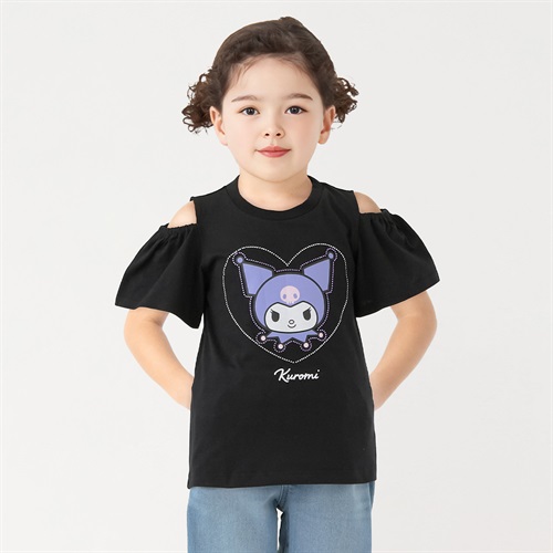 クロミ ラインストーン肩あきTシャツ 女の子 キッズ 110cm-130cm