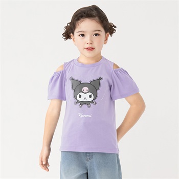 クロミ ラインストーン肩あきTシャツ 女の子 キッズ 110cm-130cm(パープル-110cm)