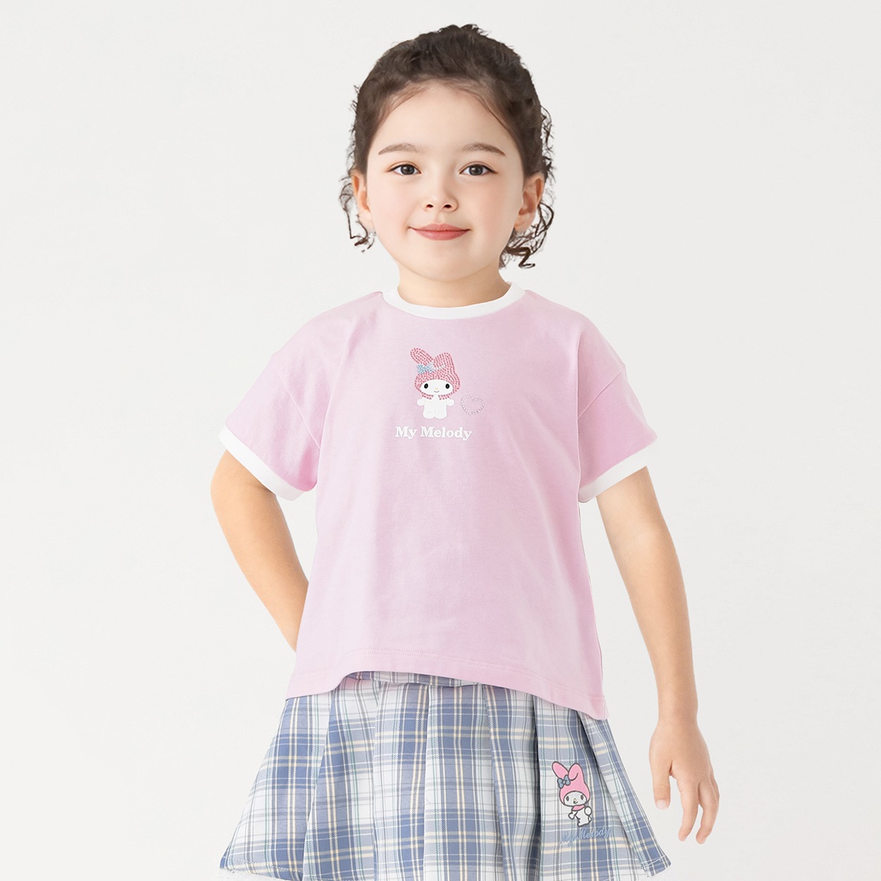 マイメロディ ラインストーンTシャツ 女の子 キッズ 110cm-130cm(ピンク-110cm)