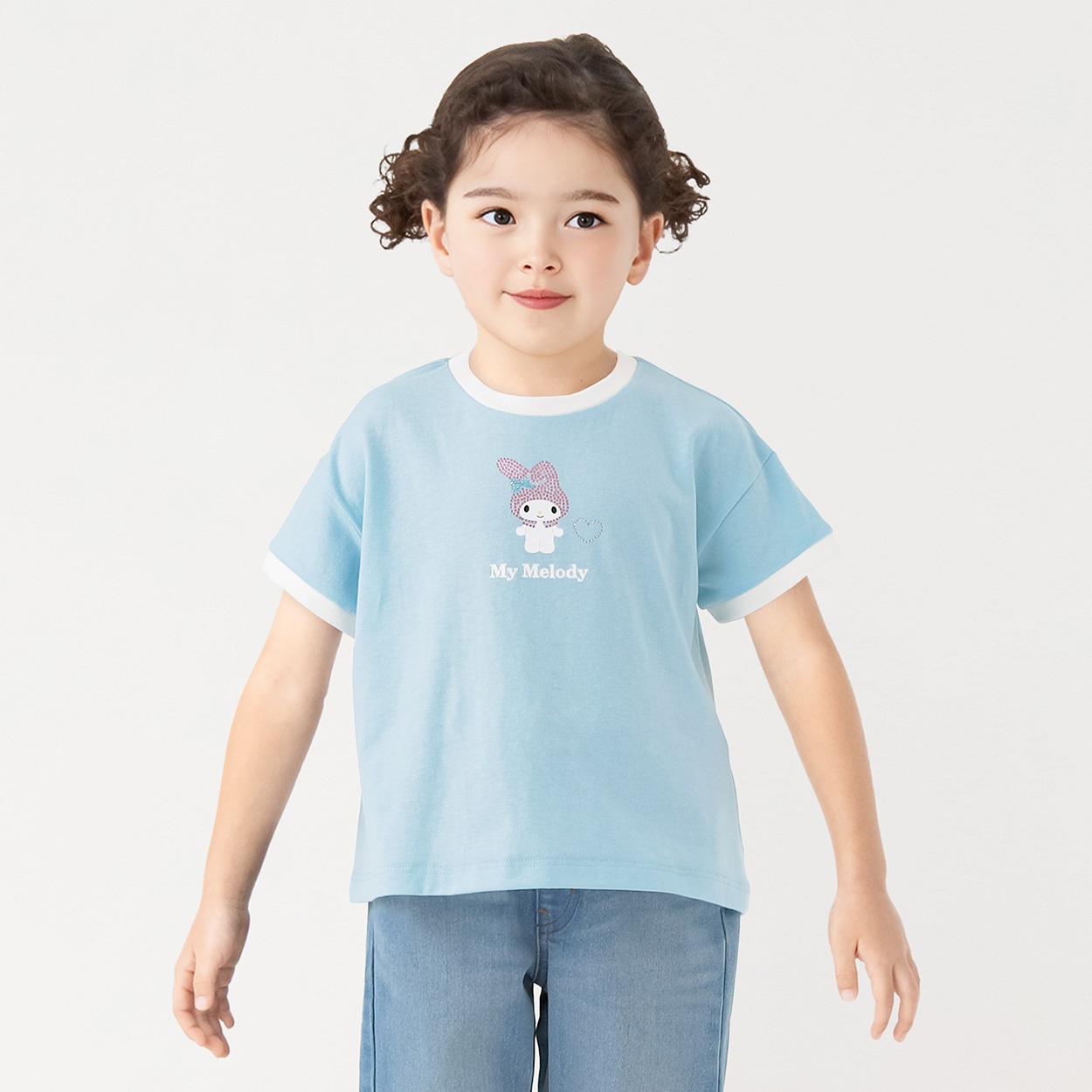マイメロディ ラインストーンTシャツ 女の子 キッズ 110cm-130cm(サックス-120cm)