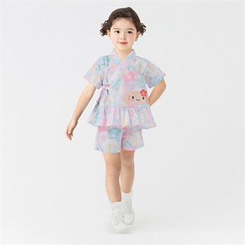 シナモロール スパンコール甚平 女の子 キッズ 100cm-130cm(サックス-100cm)