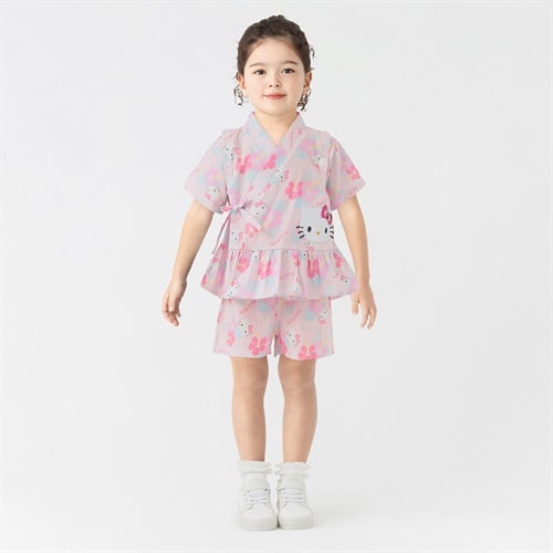 ハローキティ スパンコール甚平 女の子 キッズ 100cm-130cm