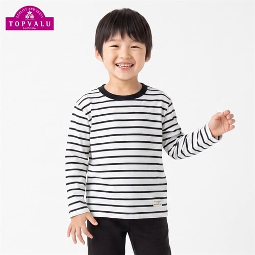 衿よれにくいコットン長袖Tシャツ キッズ 男の子 トップバリュ 100cm-130cm