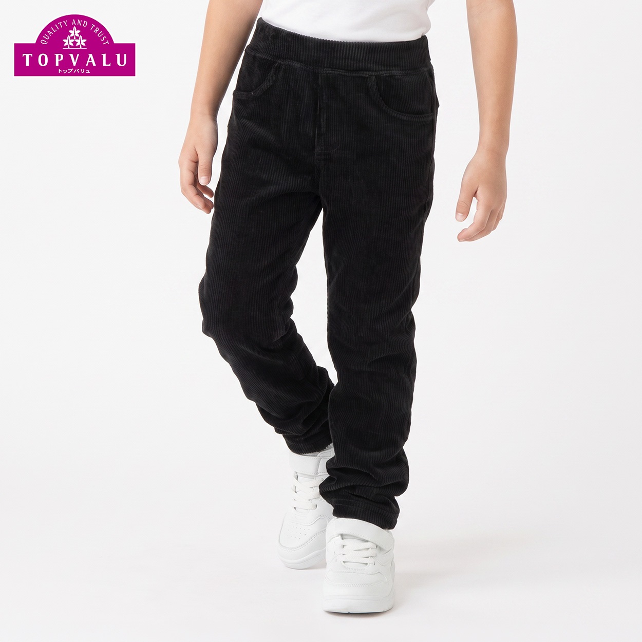ストレッチコーデュロイストレートパンツ キッズ 男の子 トップバリュ 100cm-130cm(ブラック-110cm)