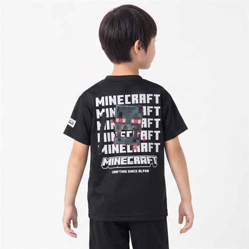 マインクラフト バックプリント半袖Tシャツ キッズ 男の子 女の子 110cm-130cm(ブラック-110cm)