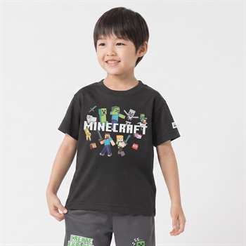 マインクラフト 半袖Tシャツ キッズ 男の子 女の子 110cm-130cm(グレー-110cm)