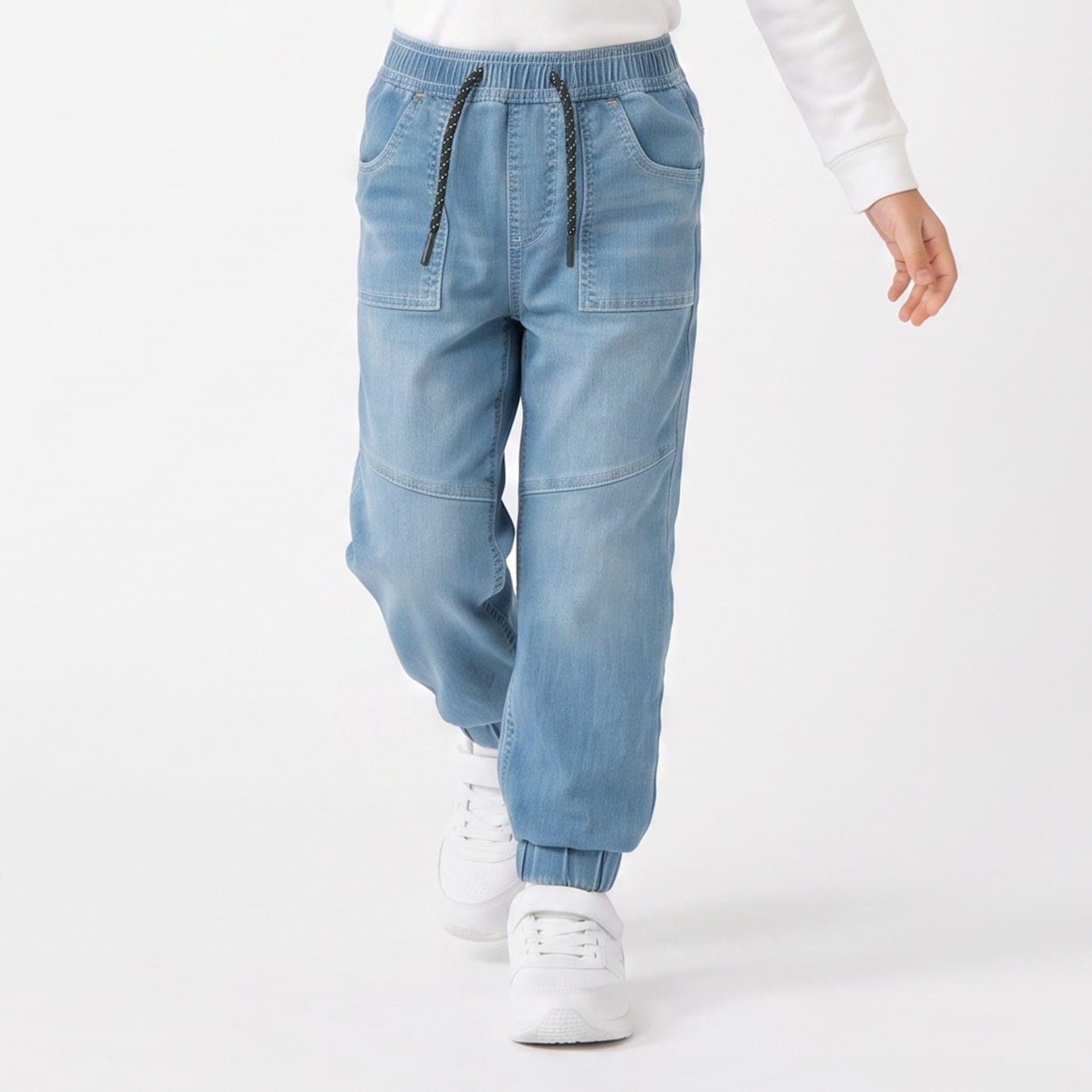 メッシュデニムジョガーパンツ キッズ 男の子 100cm-130cm(サックス-130cm)