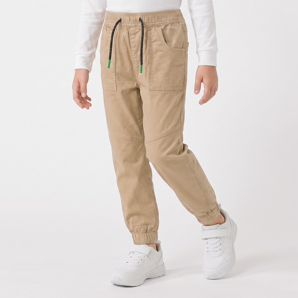 ツイルジョガーパンツ キッズ 男の子 100cm-130cm(ベージュ-100cm)