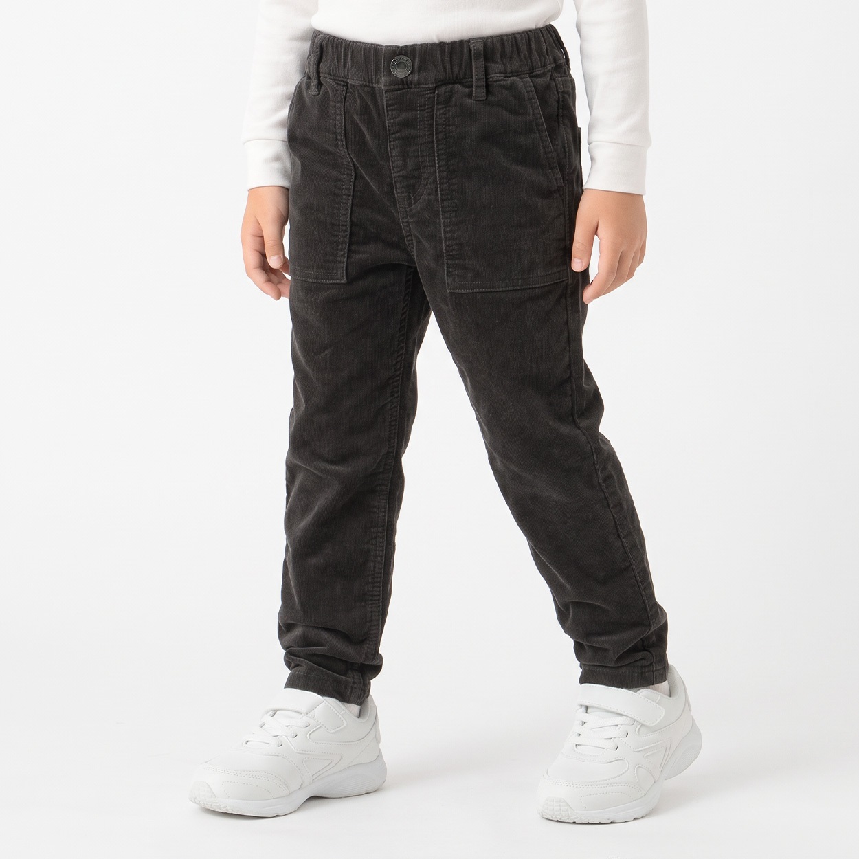 コーデュロイロングパンツ キッズ 男の子 100cm-130cm(チャコールグレー-120cm)