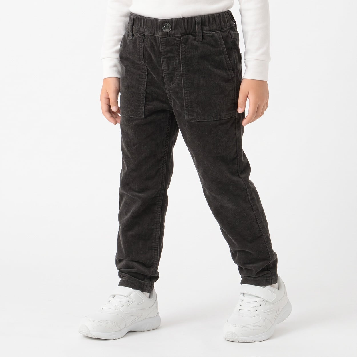 コーデュロイロングパンツ キッズ 男の子 100cm-130cm(チャコールグレー-130cm)