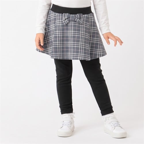 チェック裏ベロアレギンス付スカート キッズ 女の子 100cm-130cm