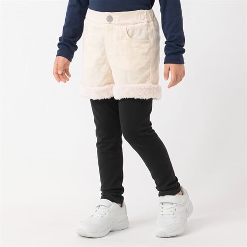 コーデュロイレギンス付ショートパンツ キッズ 女の子 100cm-130cm(ベージュ-100cm)