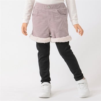 コーデュロイレギンス付ショートパンツ キッズ 女の子 100cm-130cm(ピンク-100cm)