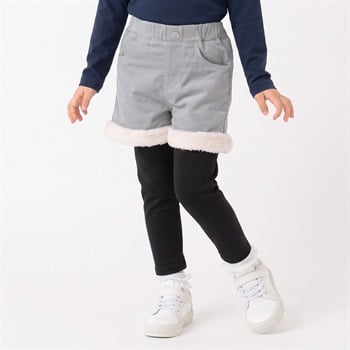 コーデュロイレギンス付ショートパンツ キッズ 女の子 100cm-130cm(サックス-100cm)