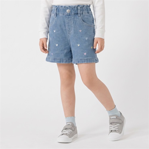 デニム刺繡ショートパンツ キッズ 女の子 100cm-130cm