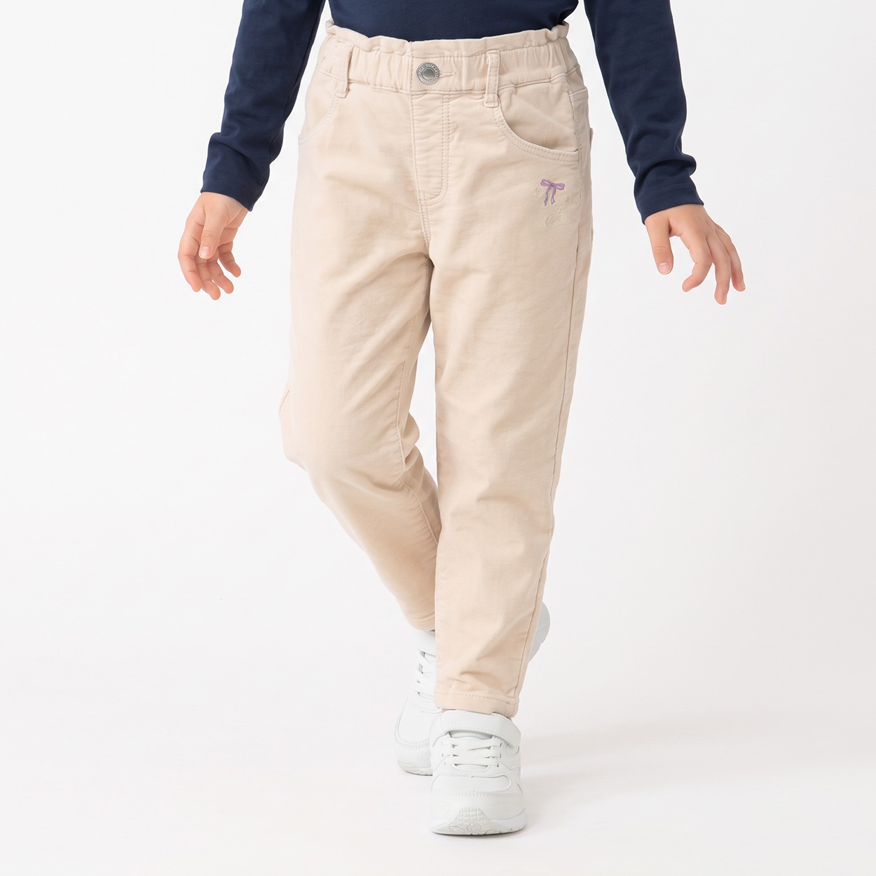 コーデュロイロングパンツ キッズ 女の子 100cm-130cm(アイボリー-120cm)