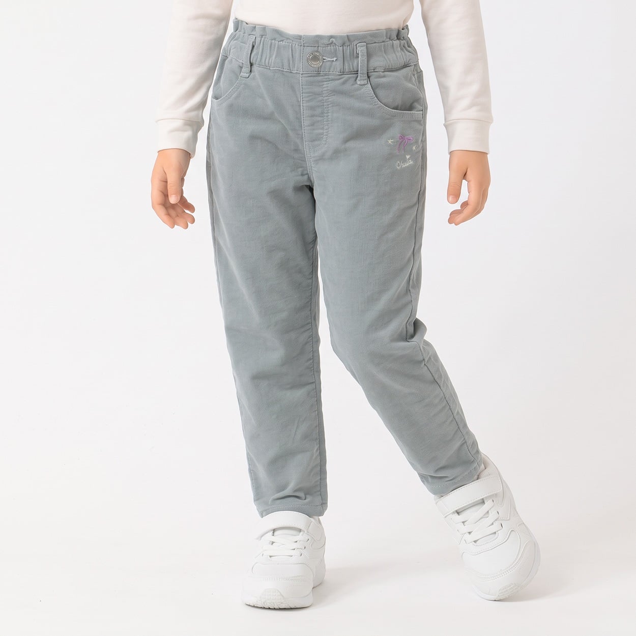 コーデュロイロングパンツ キッズ 女の子 100cm-130cm(サックス-110cm)