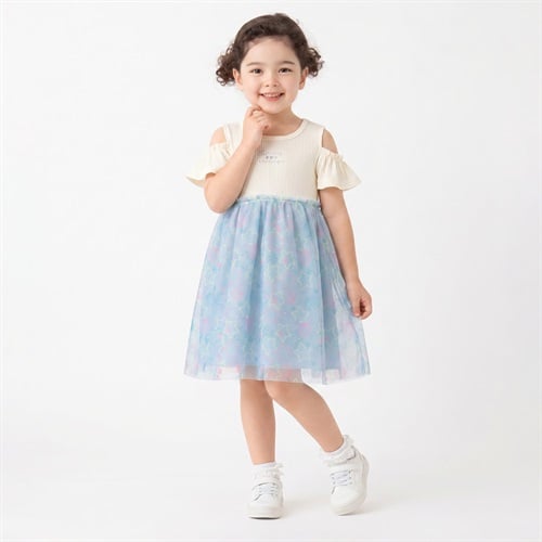 karamell KAKA 貝殻ドッキングワンピース キッズ 女の子 100cm-130cm