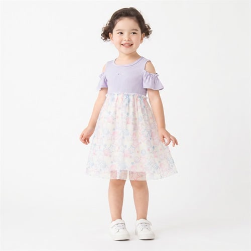 karamell KAKA 貝殻ドッキングワンピース キッズ 女の子 100cm-130cm(ラベンダー-100cm)