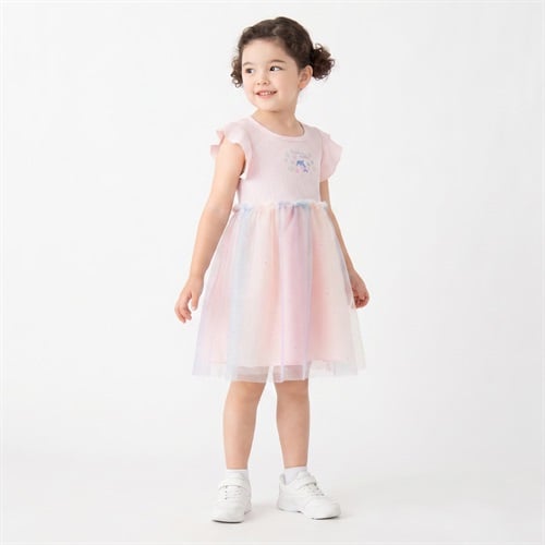 karamell KAKA イルカ刺しゅうドッキングワンピース キッズ 女の子 100cm-130cm(ピンク-100cm)