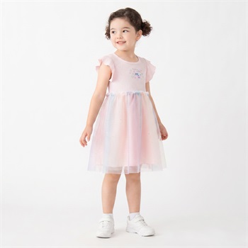 karamell KAKA イルカ刺しゅうドッキングワンピース キッズ 女の子 100cm-130cm(ピンク-100cm)
