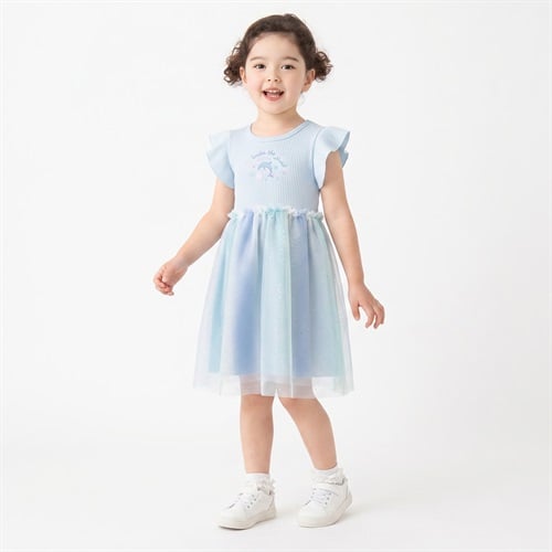 karamell KAKA イルカ刺しゅうドッキングワンピース キッズ 女の子 100cm-130cm