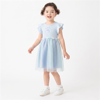 karamell KAKA イルカ刺しゅうドッキングワンピース キッズ 女の子 100cm-130cm(サックス-100cm)