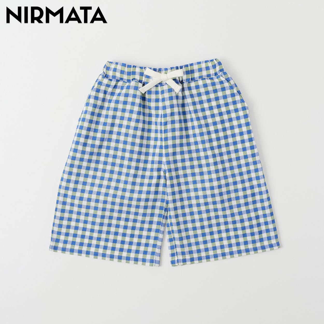 NIRMATA(ニルマータ)  チェックハーフパンツ キッズ 男の子 女の子 110cm-130cm(ブルー-130cm)