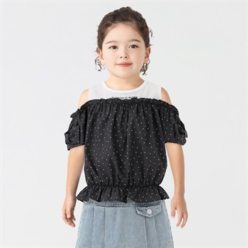 PIAMON(ピアモン) 肩開きブラウス 女の子 キッズ 110cm-130cm(ブラック-110cm)