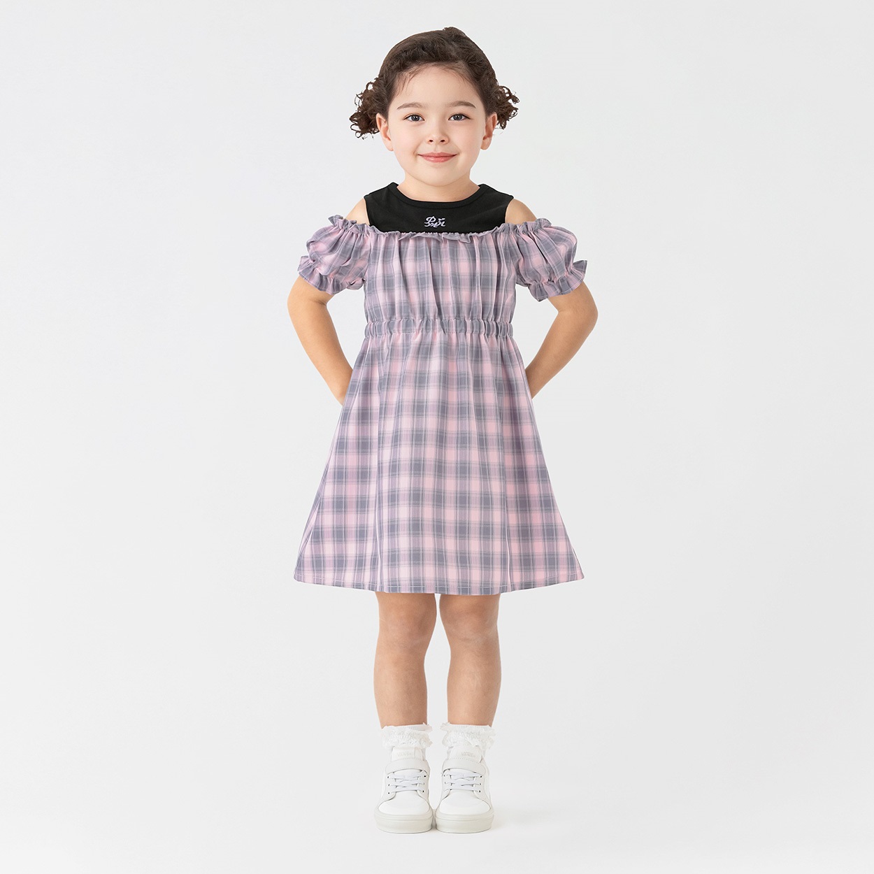 PIAMON(ピアモン) チェックワンピース 女の子 キッズ 110cm-130cm(ピンク-130cm)