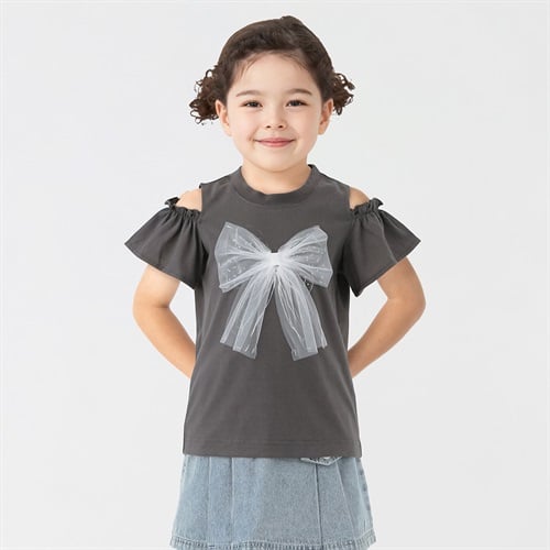 PIAMON(ピアモン) リボンTシャツ 女の子キッズ 110cm-130cm