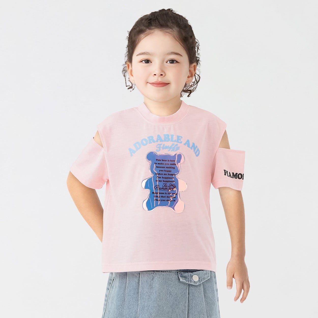 PIAMON(ピアモン) クマPVCTシャツ 女の子 キッズ 110cm-130cm(ピンク-130cm)