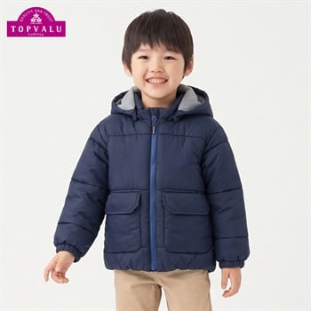 洗えるはっ水中わたジャケット キッズ 男の子 トップバリュ(TOPVALU) 100～130cm(ネイビー-100cm)