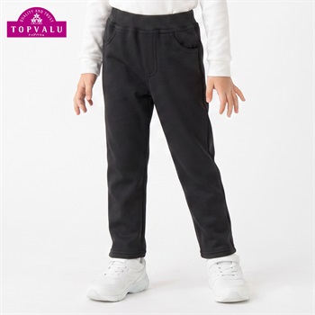 裏起毛ニットロングパンツ キッズ 男の子 女の子 トップバリュ 100cm-130cm(ブラック-100cm)