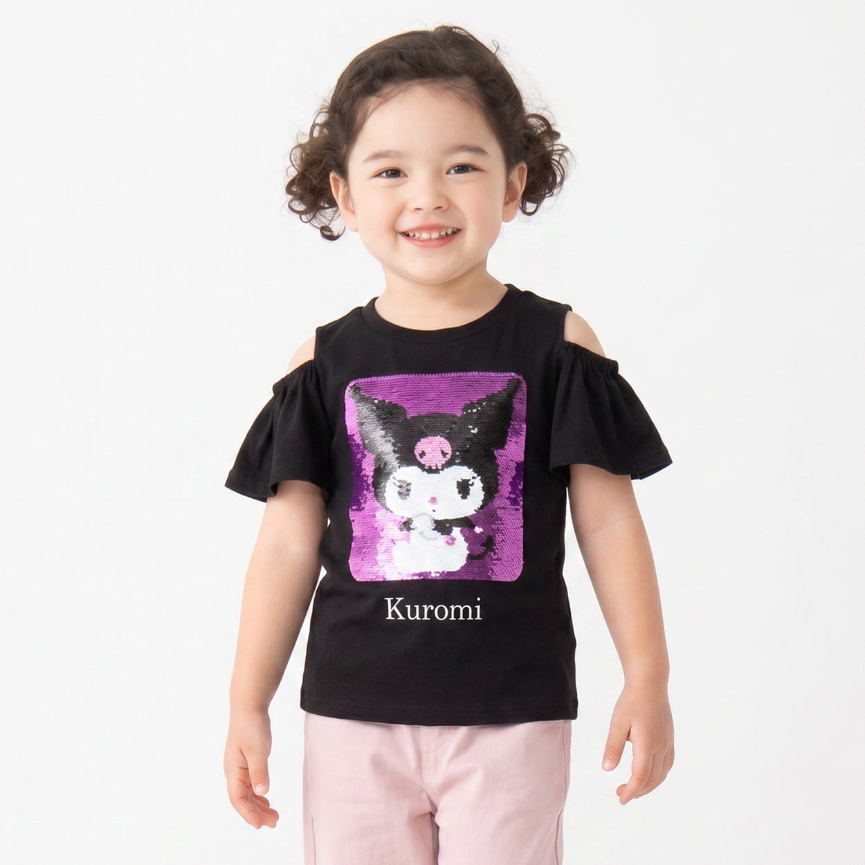 クロミ サングラススパンコールTシャツ キッズ 女の子 110cm-130cm(ブラック-120cm)