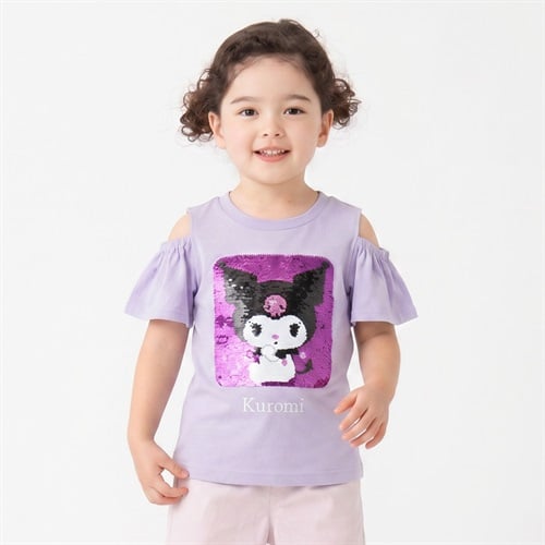クロミ サングラススパンコールTシャツ キッズ 女の子 110cm-130cm(パープル-110cm)
