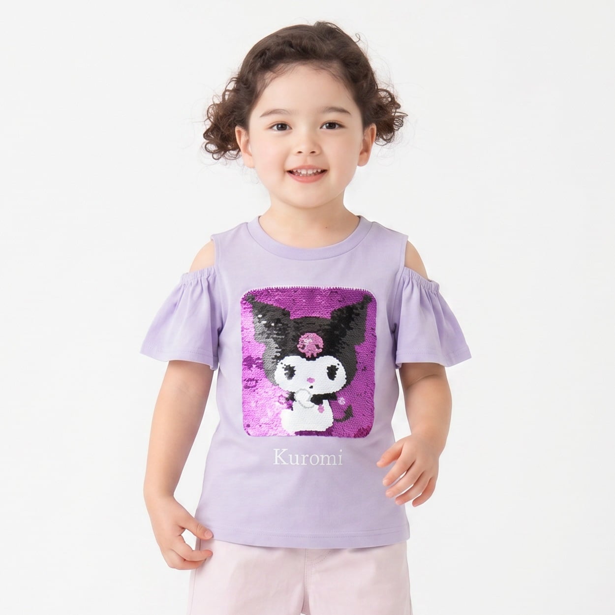 クロミ サングラススパンコールTシャツ キッズ 女の子 110cm-130cm(パープル-130cm)