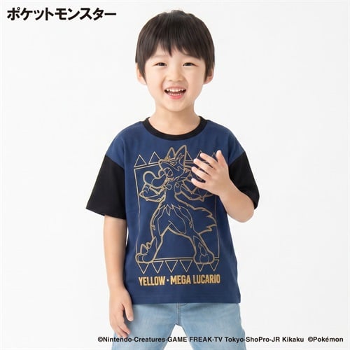 ポケットモンスター 天竺半袖Tシャツ キッズ 110cm-130cm(ネイビー-110cm)