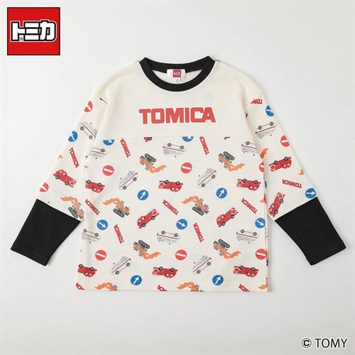トミカ 総柄フェイクレイヤートレーナー 男の子 100cm-130cm