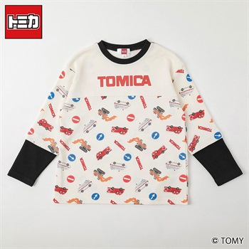 トミカ 総柄フェイクレイヤートレーナー 男の子 100cm-130cm(ホワイト-100cm)