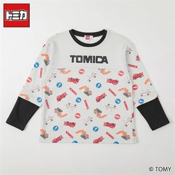 トミカ 総柄フェイクレイヤートレーナー 男の子 100cm-130cm(グレー-100cm)