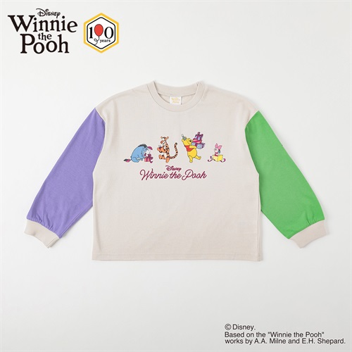 くまのプーさん / クレイジー切替Tシャツ キッズ 男の子 女の子 100cm-120cm