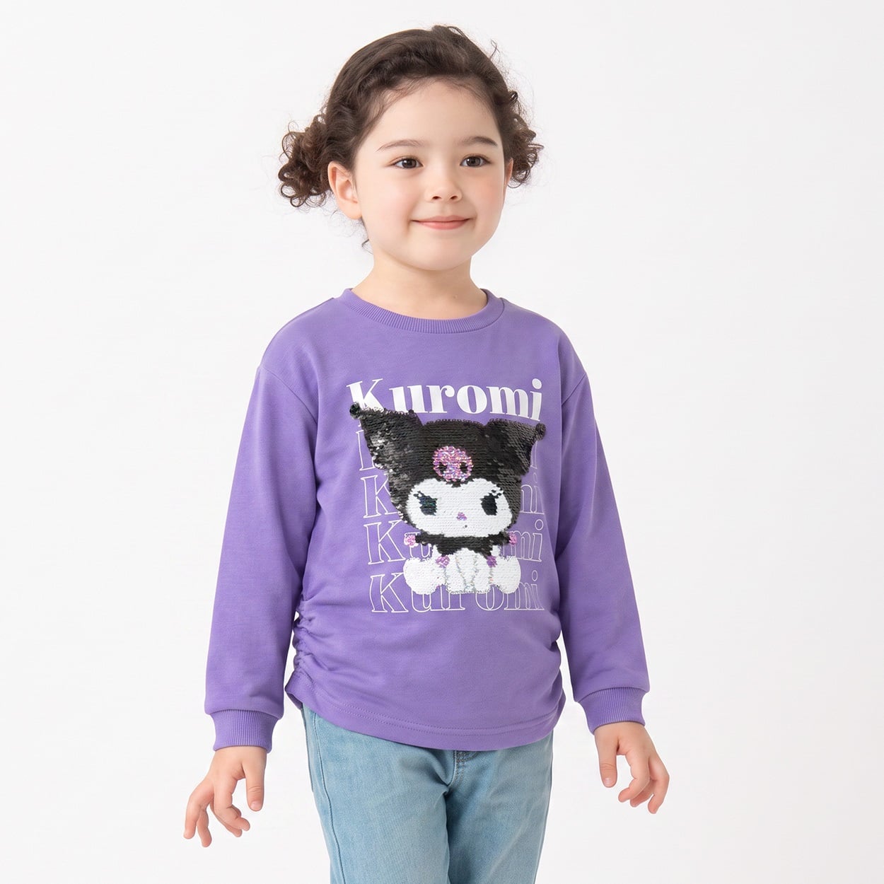 クロミ スパンコール長袖Tシャツ キッズ 女の子 110cm-130cm(パープル-110cm)