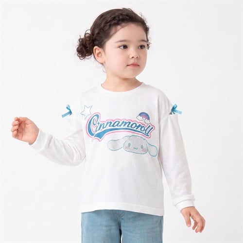 シナモロール ラインストーン長袖Tシャツ キッズ 女の子 110cm-130cm