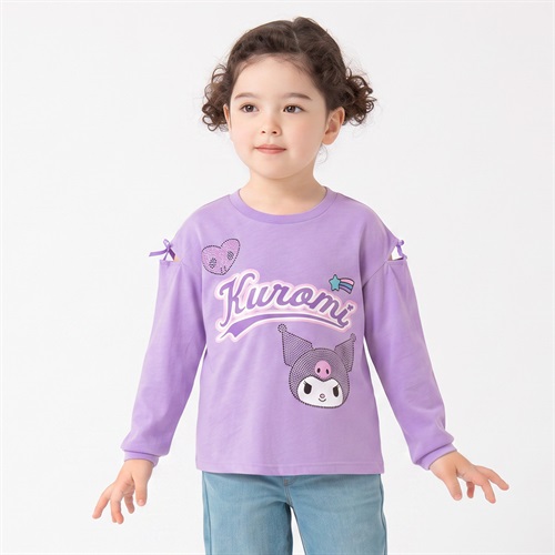 クロミ ラインストーン長袖Tシャツ キッズ 女の子 110cm-130cm(パープル-110cm)