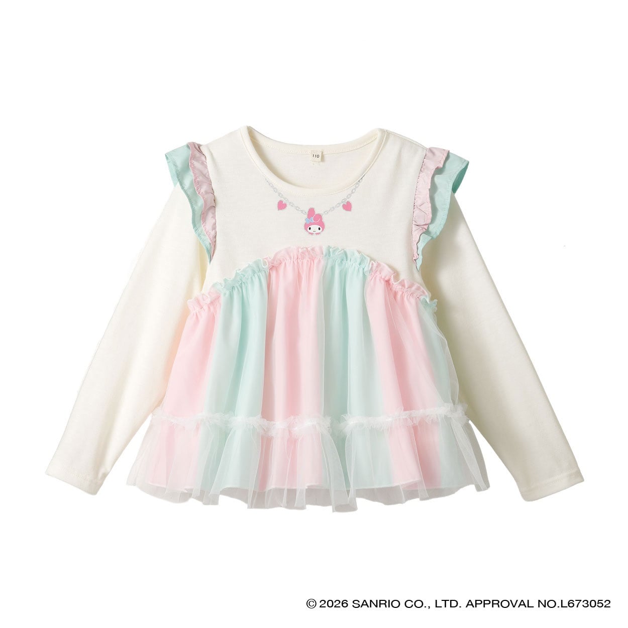 サンリオキャラクターズ×karamell KAKA 配色チュールTシャツ キッズ 女の子 （110～130cm）(ピンク-110cm)